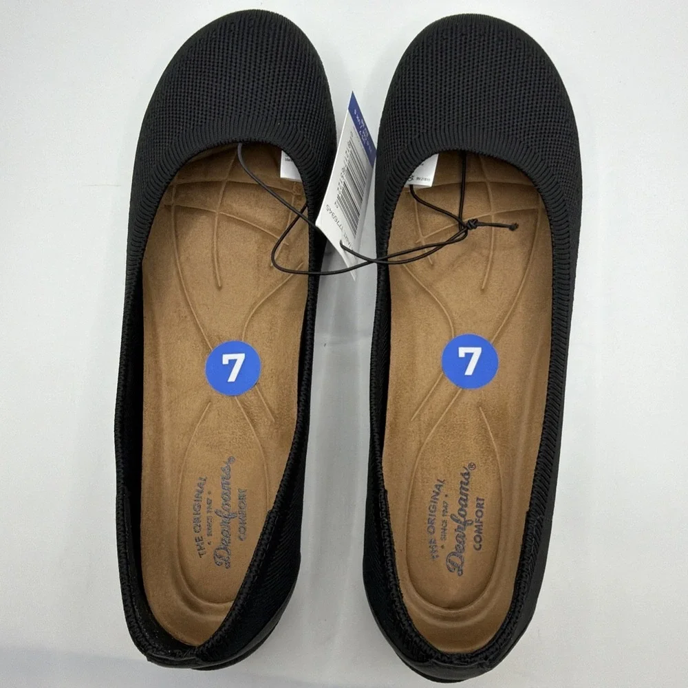 NWB The Original Dearfoams Comfort Women's Slip-On Flats Shoes Black Size 7 M‎